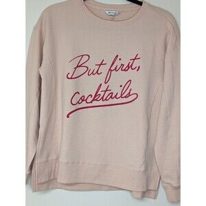 Wildfox Women's Graphic Print "But First Cocktails" Fleece Sweatshirt Size XS